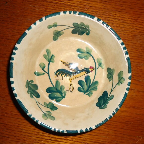 Vintage Hand painted 4 Bowls & wicker basket holders 5” Rooster Flower Japan - Picture 2 of 12